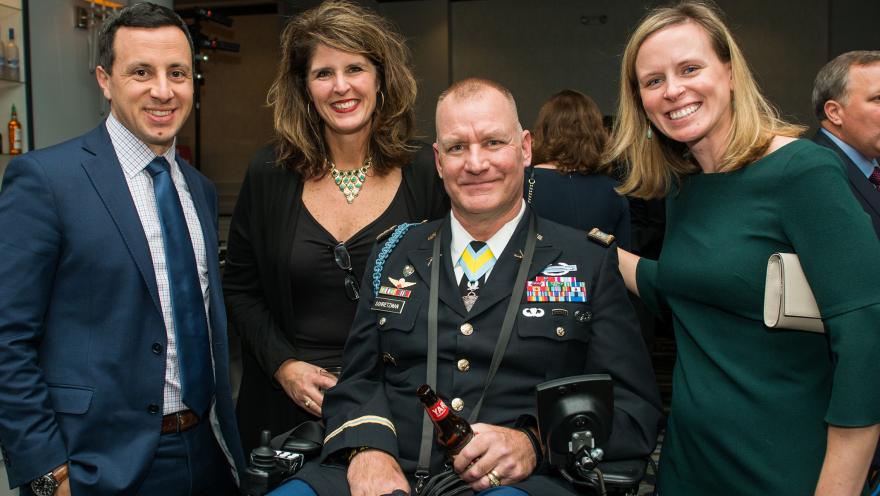 veteran with friends and family